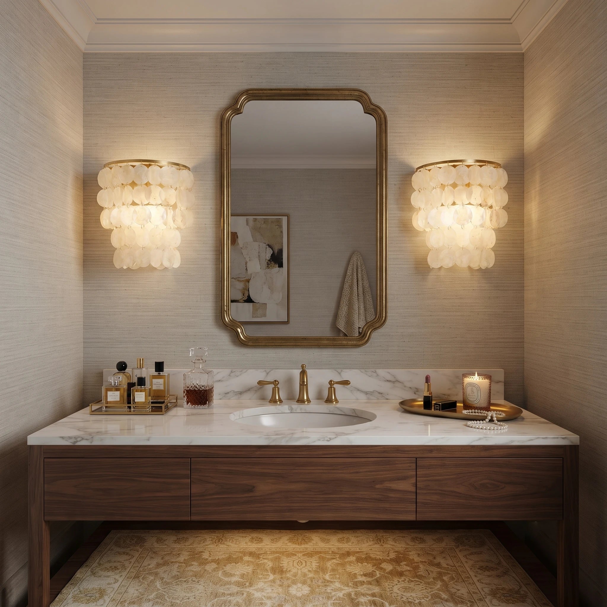Tiered Brass Shell Flush Mount