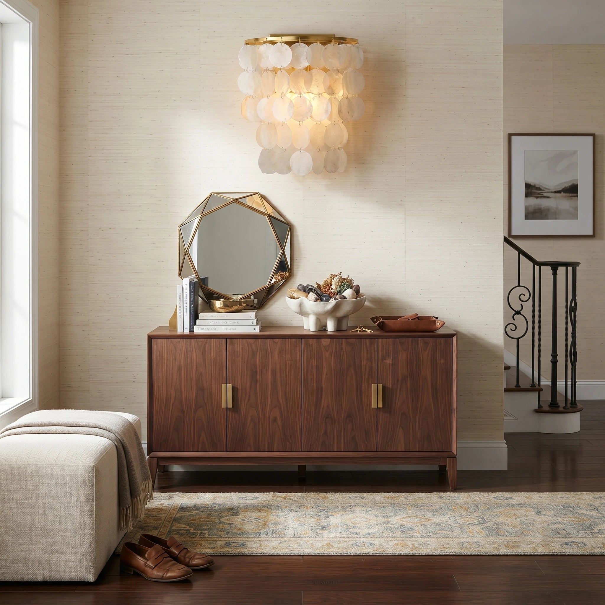 Tiered Brass Shell Flush Mount