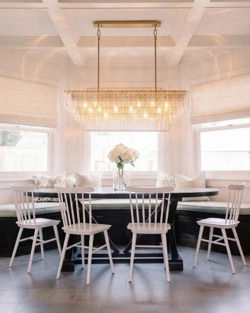 Modern Crystal Rod Linear Pendant Light in Cozy Dining Space