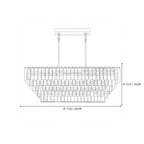 Modern Crystal Rod Linear Chandelier Line Art Dimension Diagram