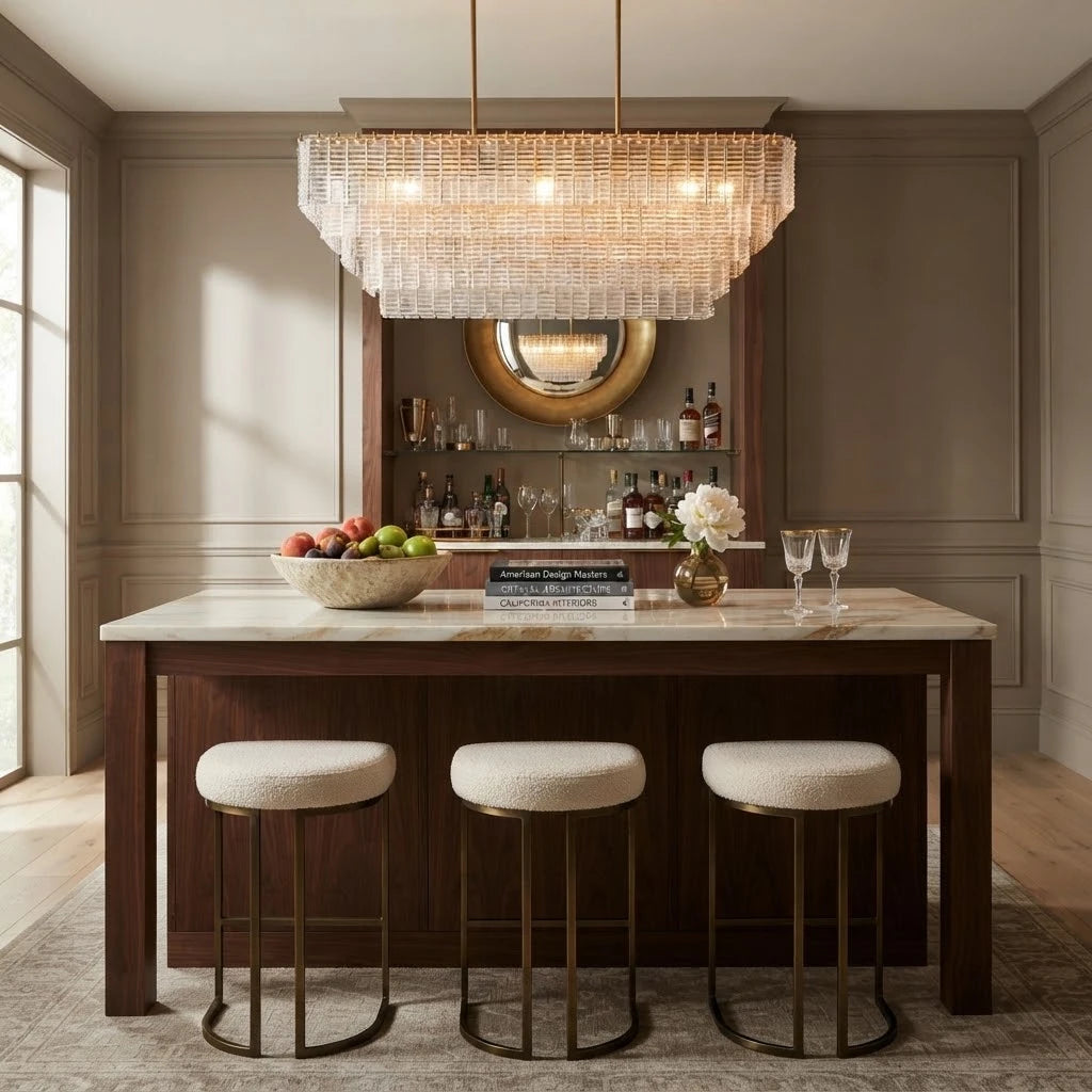 Modern Crystal Rod Linear Pendant Light in Contemporary Kitchen
