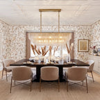 Modern Multi-Tier Crystal Rod Chandelier in Open Plan Dining Room