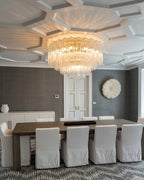 Modern Crystal Prism Ceiling Light Over Dining Table Interior