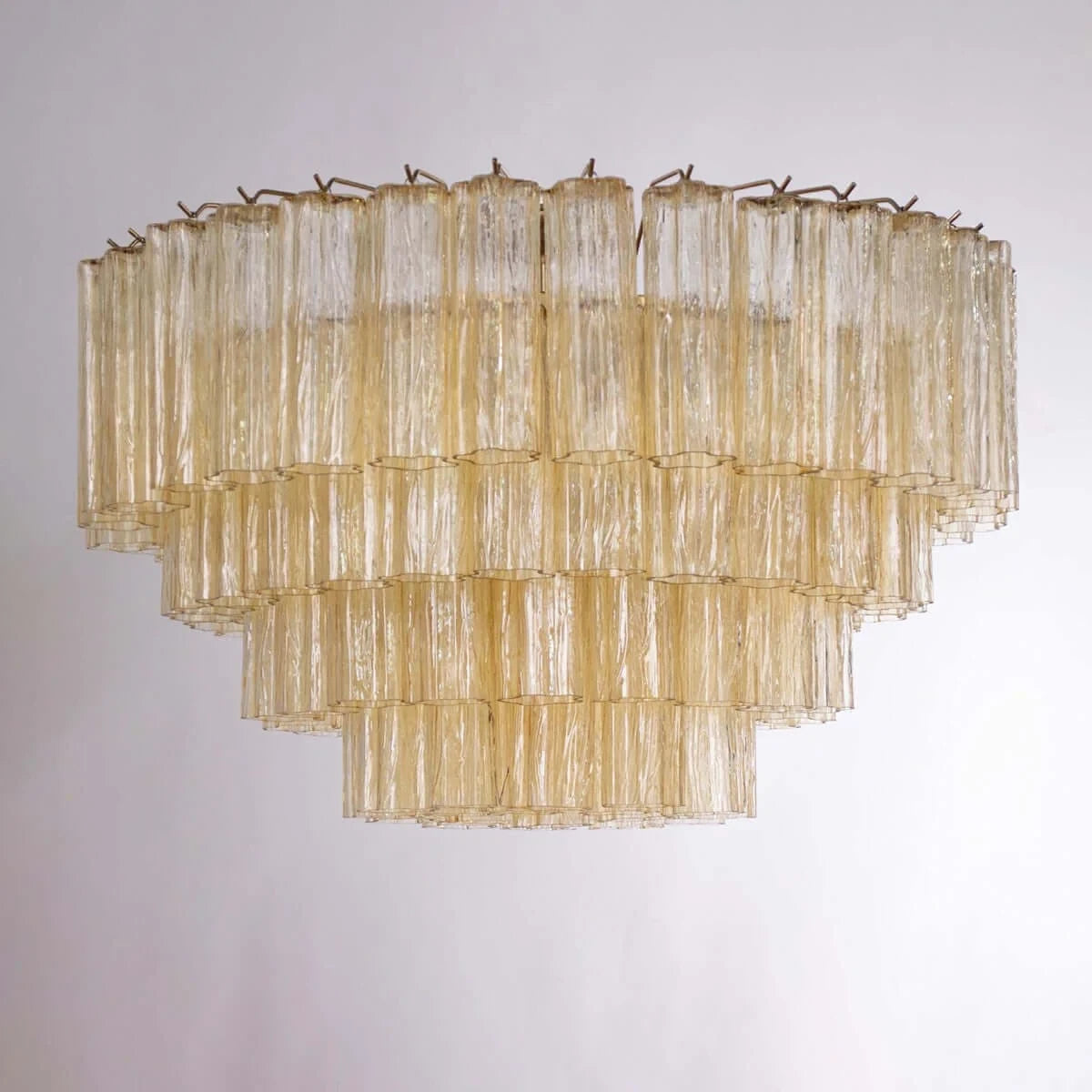 Illuminated Modern Amber Crystal Prism Flush Mount Ceiling Light Studio Display