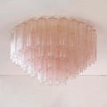 Illuminated Modern Pink Crystal Prism Flush Mount Ceiling Light Studio Shot