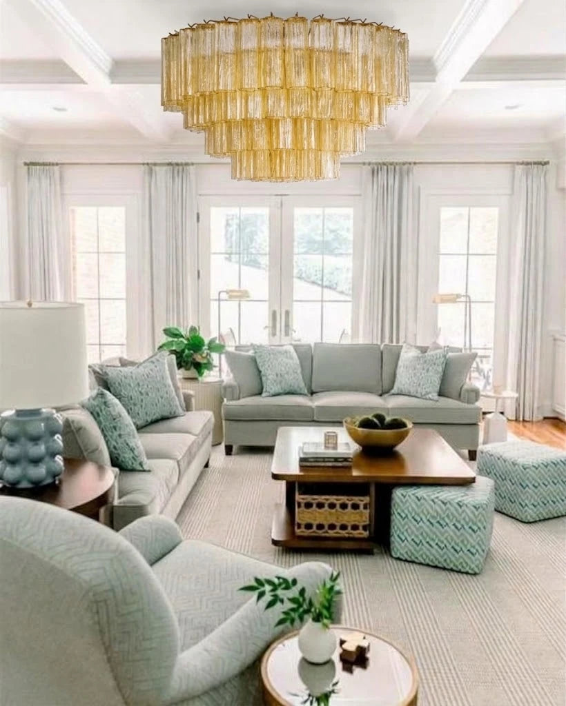 Modern Crystal Prism Flush Mount Ceiling Light in Contemporary Living Space