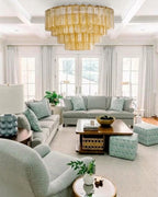 Modern Crystal Prism Flush Mount Ceiling Light in Contemporary Living Space