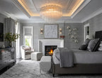 Modern Multi-Tier Crystal Prism Ceiling Light in Master Bedroom Setting