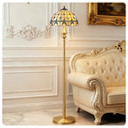 Tiffany-Style Amber Floral Floor Lamp