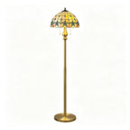 Tiffany-Style Amber Floral Floor Lamp