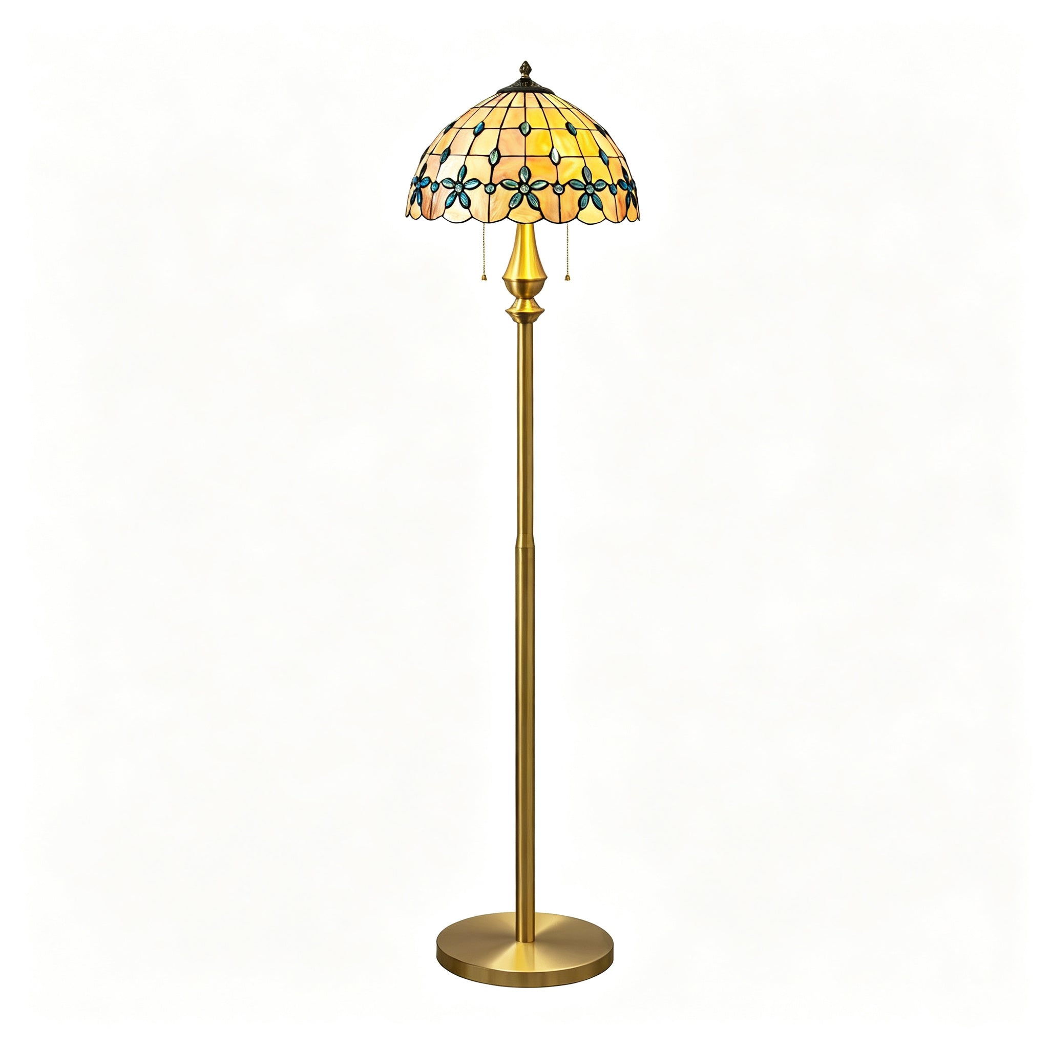 Tiffany-Style Amber Floral Floor Lamp