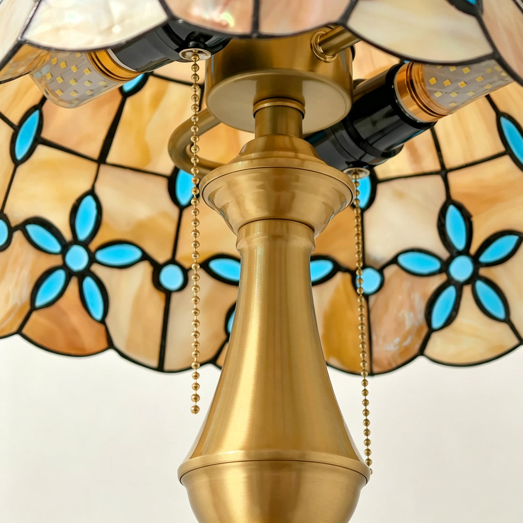 Tiffany-Style Amber Floral Floor Lamp
