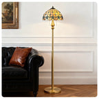 Tiffany-Style Amber Floral Floor Lamp