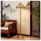 Tiffany-Style Amber Floral Floor Lamp