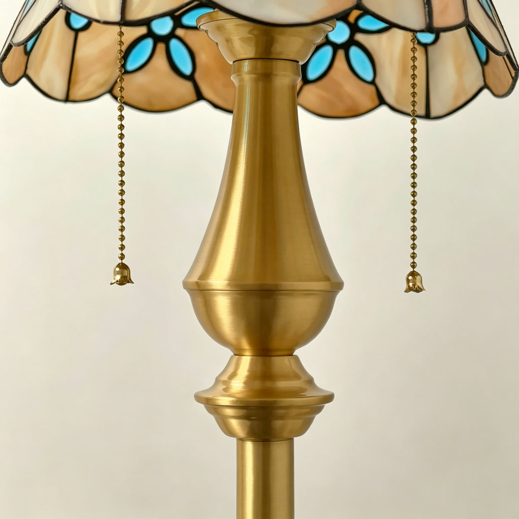 Tiffany-Style Amber Floral Floor Lamp