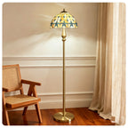 Tiffany-Style Amber Floral Floor Lamp