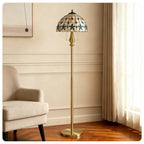 Tiffany-Style Amber Floral Floor Lamp