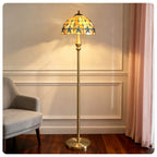 Tiffany-Style Amber Floral Floor Lamp
