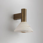 Side View of Modern Brass Natural Marble Wall Sconce Studio Shot