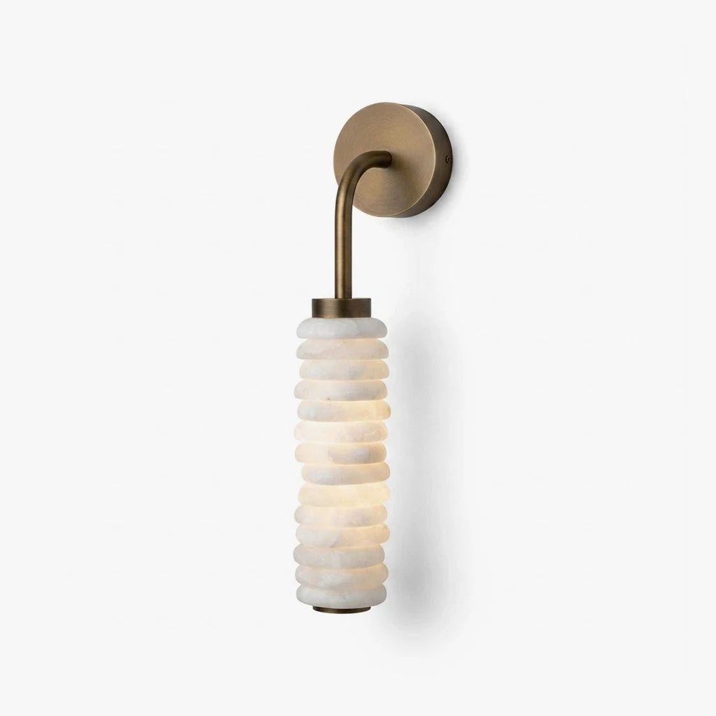 Modern Single-Tube Capiz Shell Wall Sconce with Bronze Frame on Pure White Background