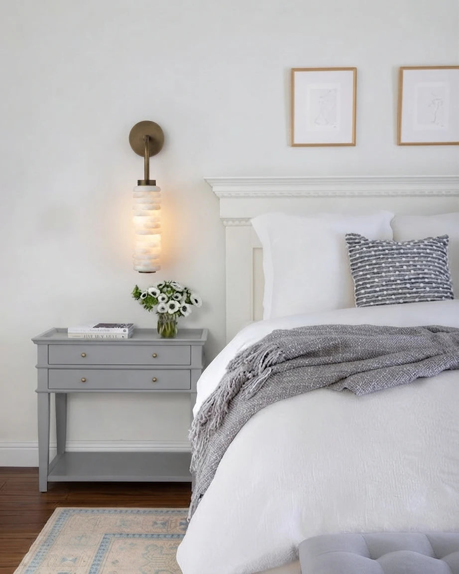 Modern Capiz Shell Wall Sconce in Master Bedroom