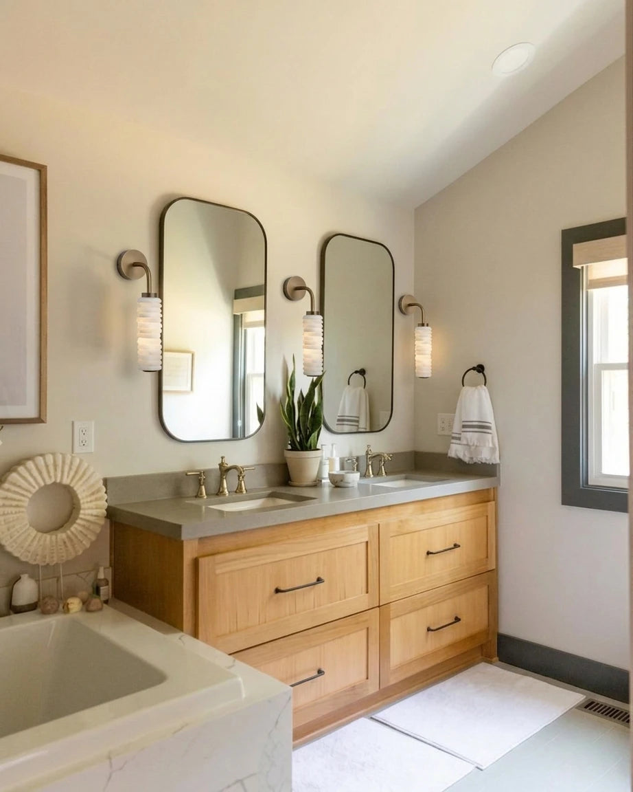 Modern Single-Tube Wall Sconce in Bathroom Interior