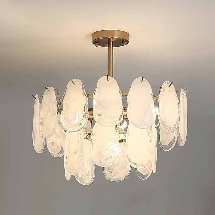 Translucent Swirl Glass Petal Chandelier