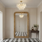 Modern Brass Crystal Irregular Disc Chandelier in Grand Hallway Foyer