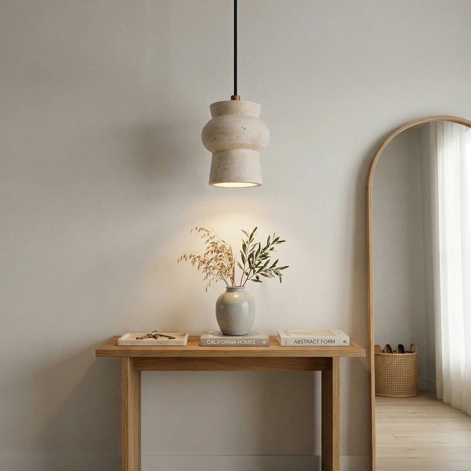 Travertine Arcus Cylindrical Pendant Lamp