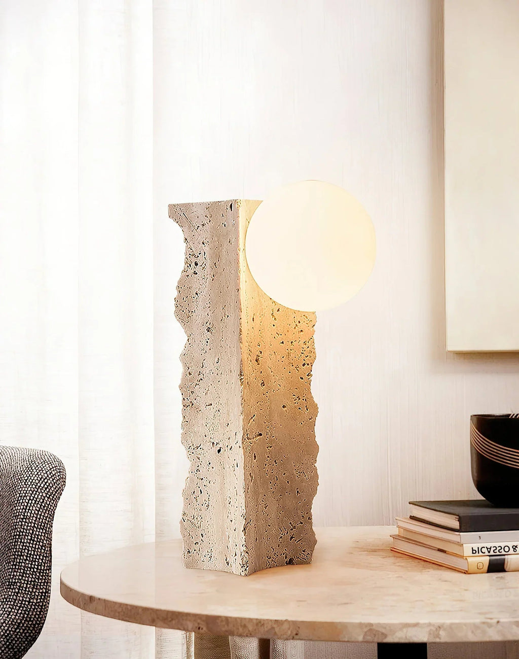 Travertine Conduit Table Lamp