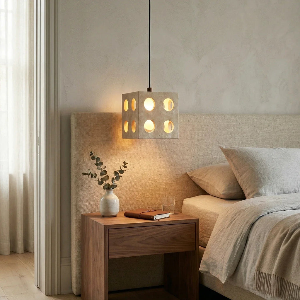 Travertine Cube Pendant Light