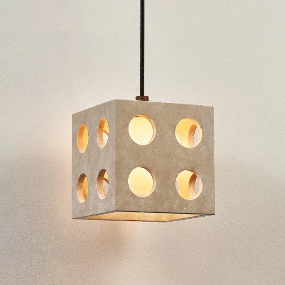 Travertine Cube Pendant Light