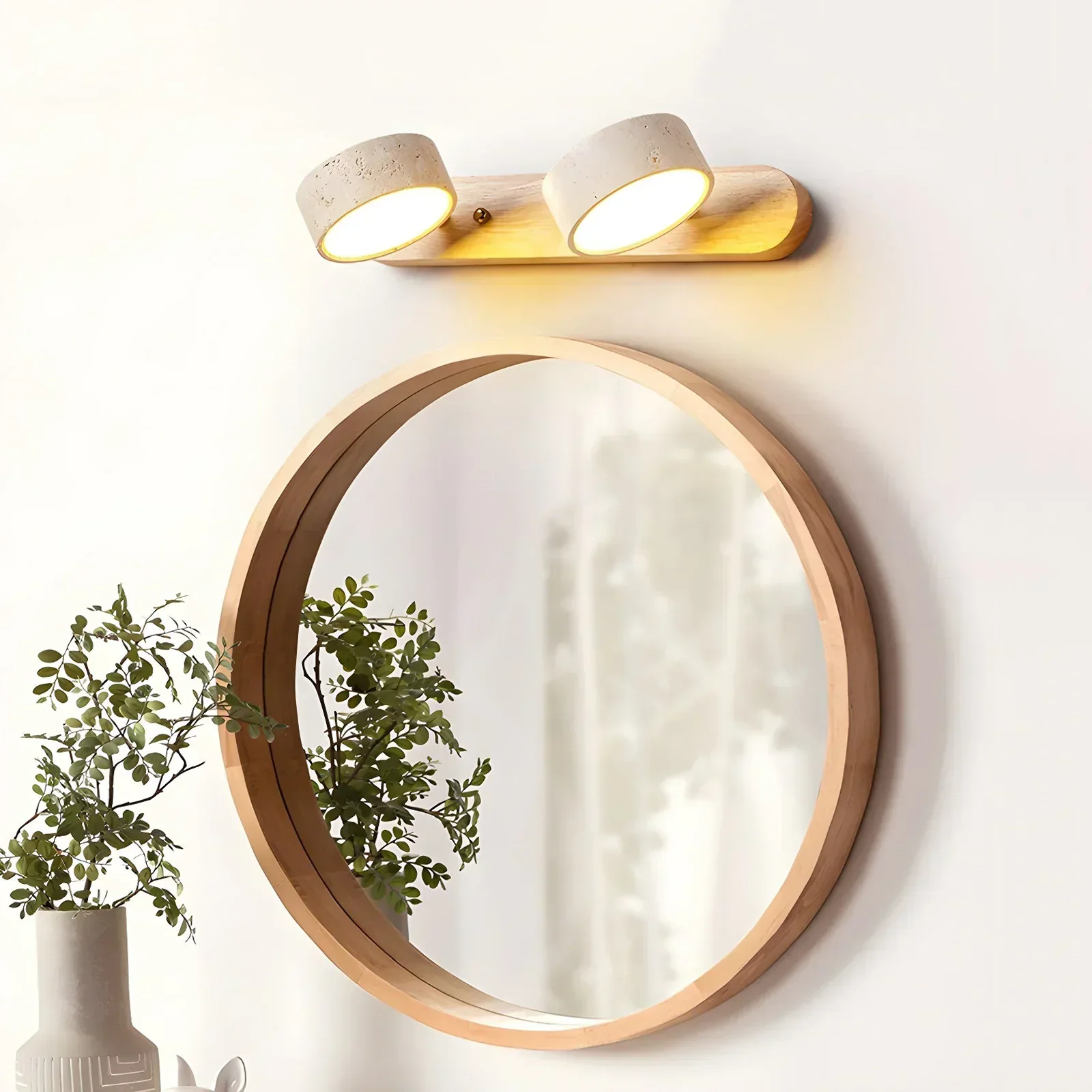 Travertine Duo Wood Wall Light