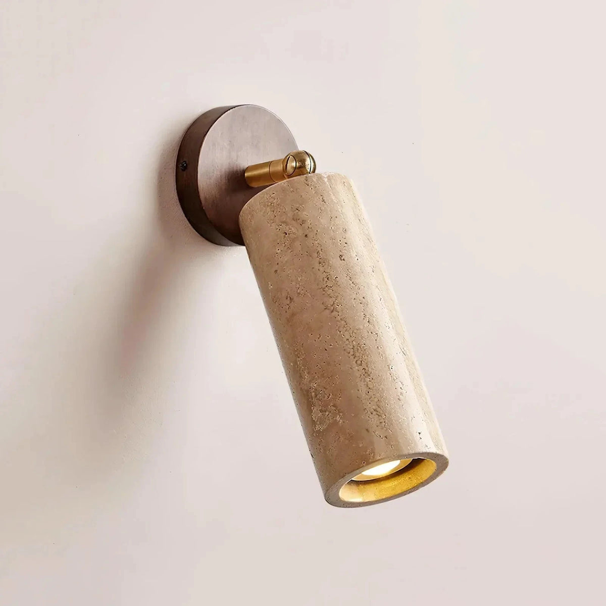 Adjustable Travertine Spotlight Sconce Studio Product Shot