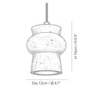 Wabi Sabi Sculptural Travertine Pendant Light Line Art Dimension Diagram