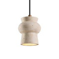 Wabi Sabi Sculptural Travertine Pendant Light on Pure White Background