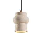Wabi Sabi Sculptural Travertine Pendant Light on Pure White Background