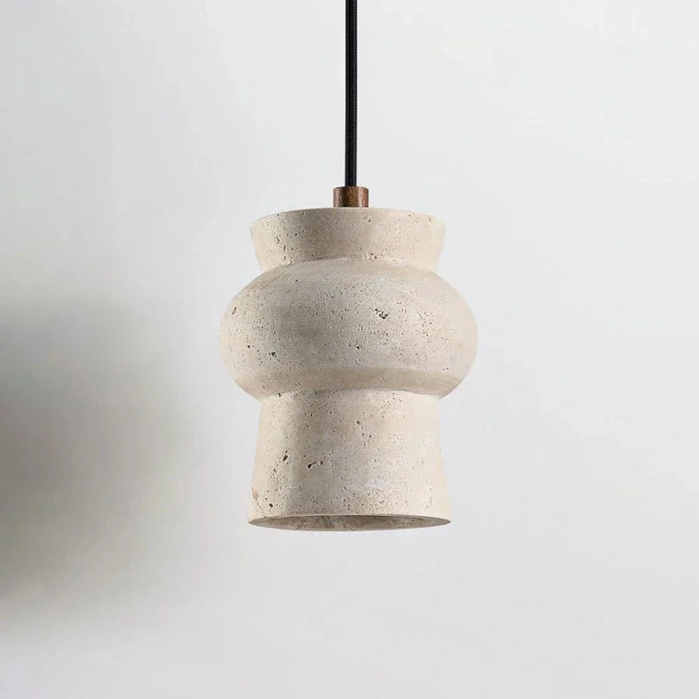 Sculptural Travertine Pendant Lamp Studio Display