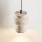 Illuminated Travertine Stone Pendant Light Studio Display