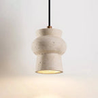 Illuminated Sculptural Travertine Pendant Lamp Studio Product Shot