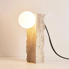 Illuminated Wabi Sabi Travertine Lamp Studio Display