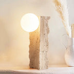 Illuminated Travertine Stone Table Lamp Studio Product Shot