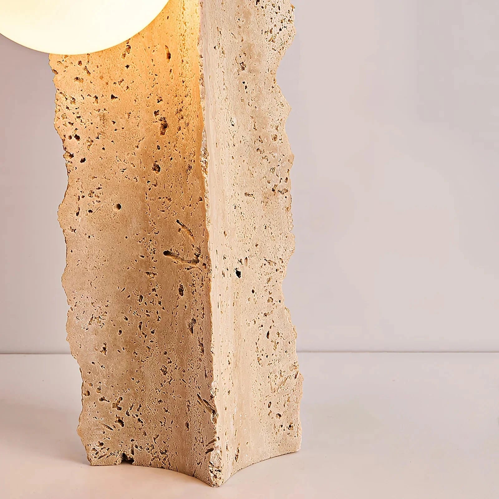Close Up View of Chiseled Travertine Stone Texture
