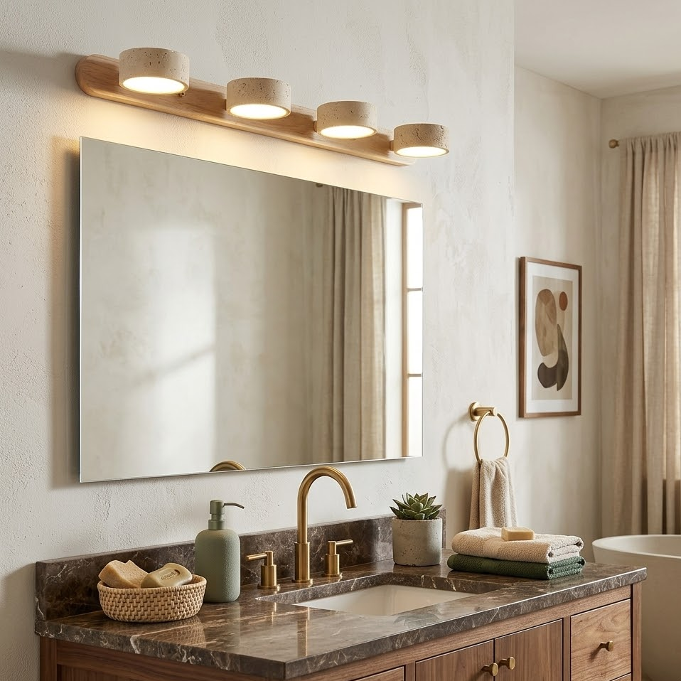 Travertine Duo Wood Wall Light