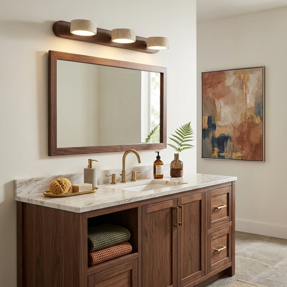 Travertine Duo Wood Wall Light