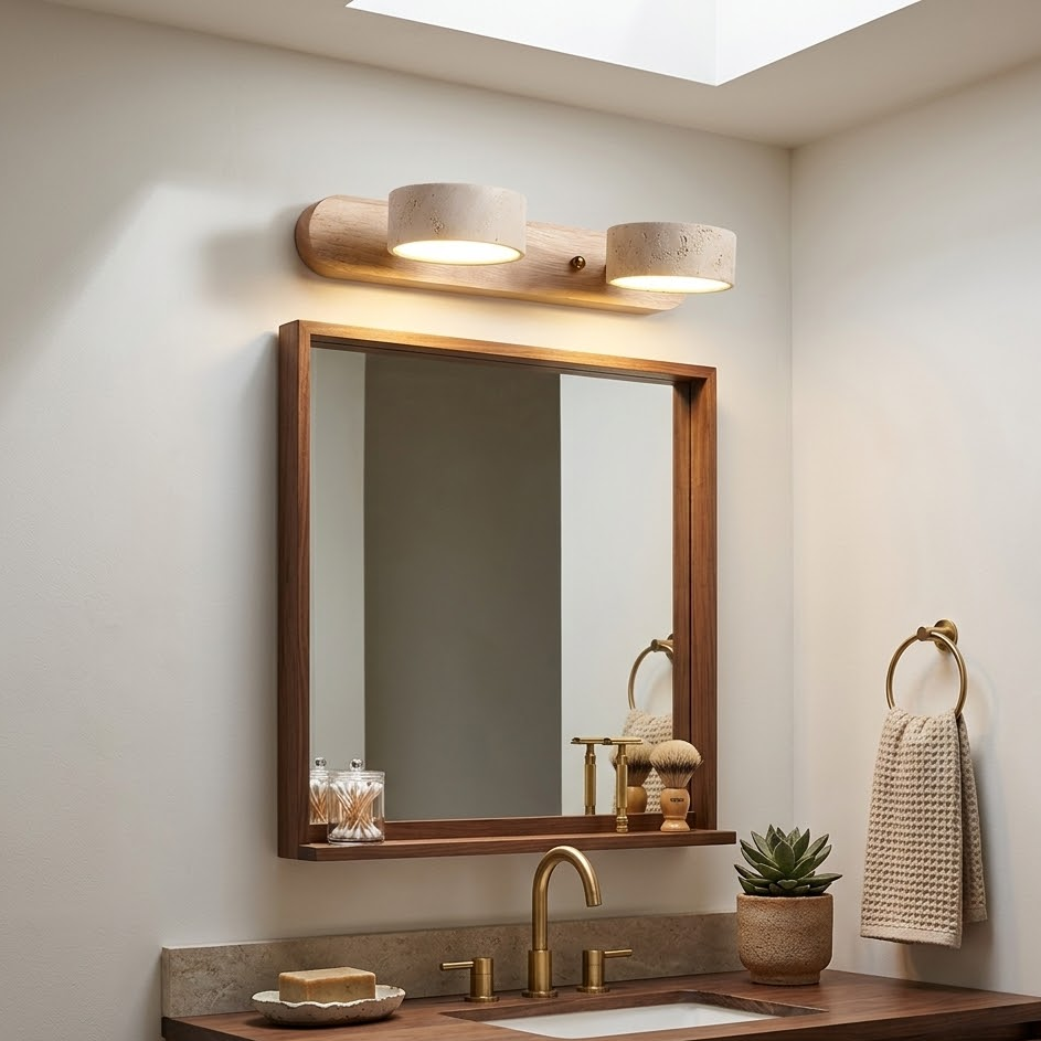 Travertine Duo Wood Wall Light