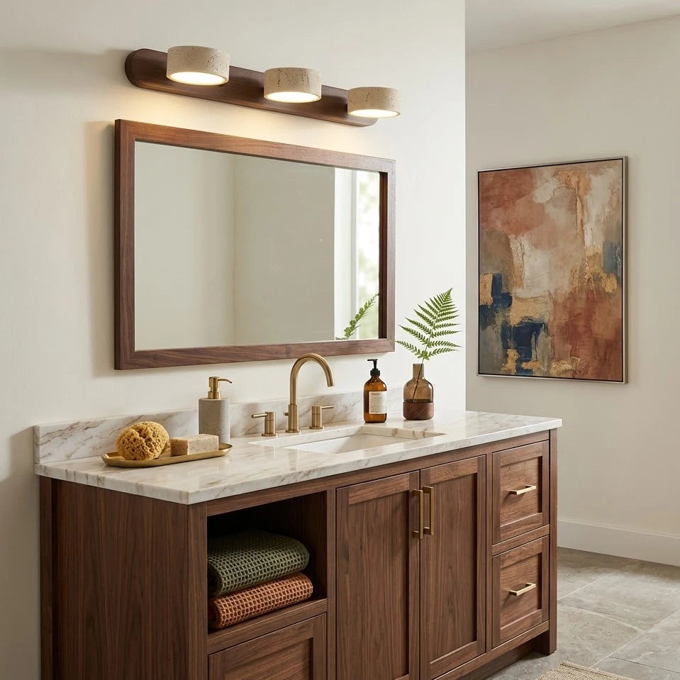 Travertine Duo Wood Wall Light