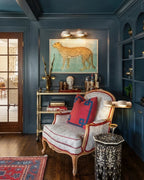 Modern Alabaster Wall Sconce in Eclectic Blue Living Room