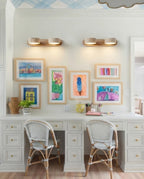 Modern Alabaster Wall Sconces Over Double Desk Study Area