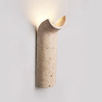 Illuminated Curved Travertine Wall Sconce Studio Display